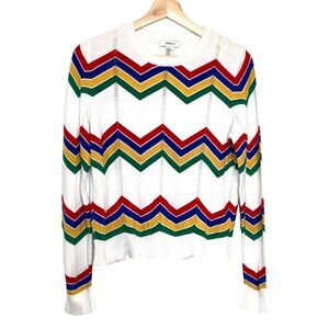 FOREVER 21 Retro Inspired Multi -Color Chevron Pattern Colorful Sweater Size M